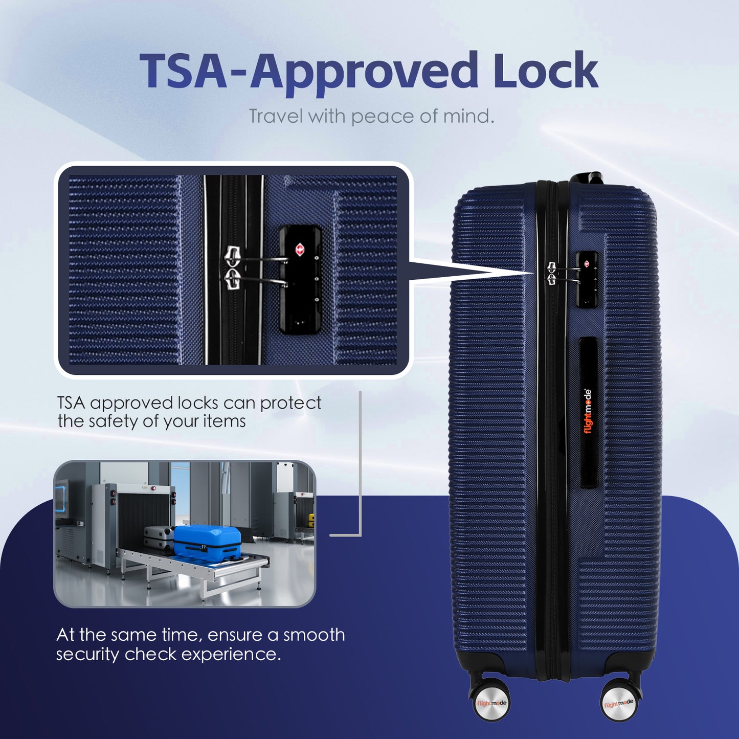 3 pcs 20"/24"/28" Digital Weighing Scale and USB Charging Port Lightweight Luggage Suitcase Blue