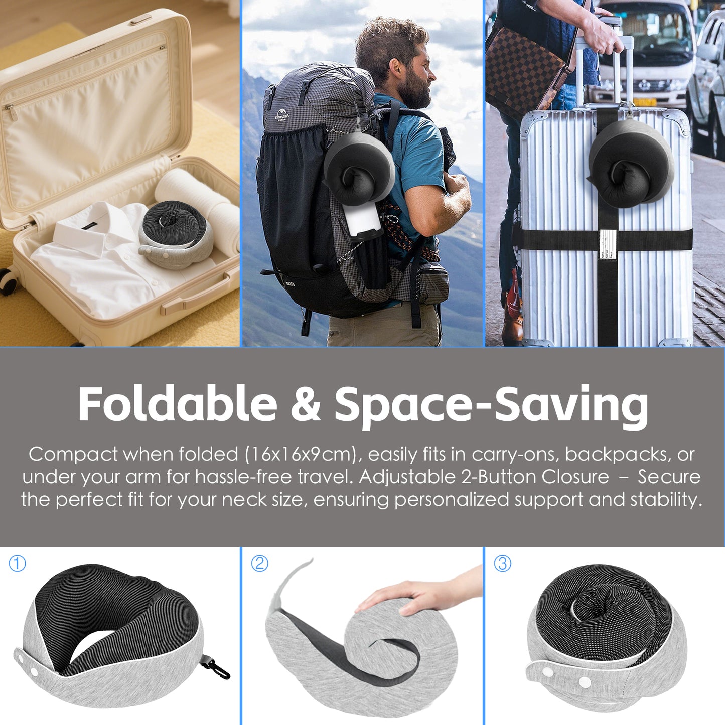 Compact Luxury Memory Foam Travel Pillow