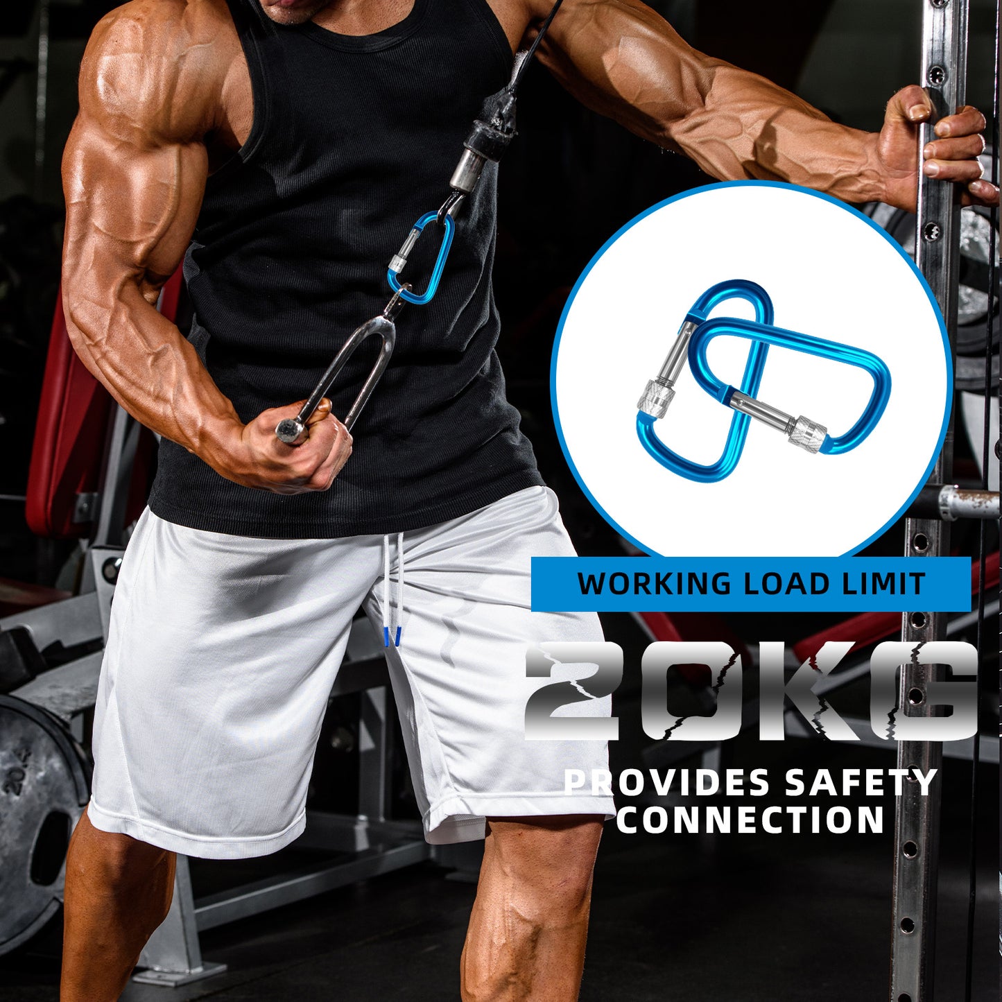 2 Pcs Travel Luggage Carabiners - Blue