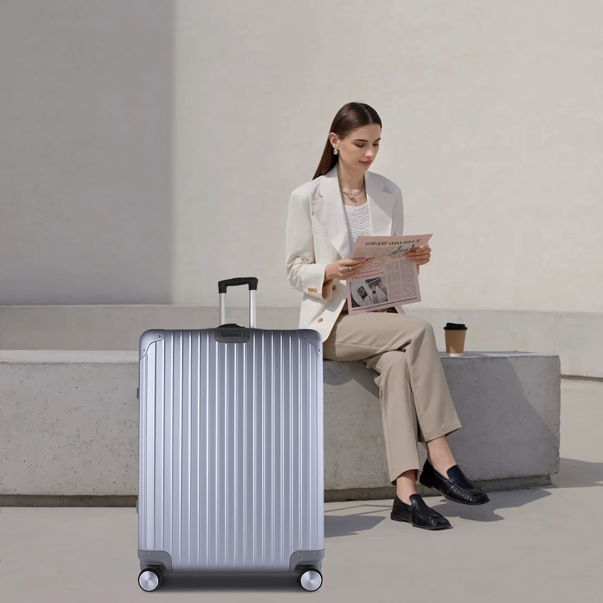 Flightmode Aluminium Luggage LARGE- Silver