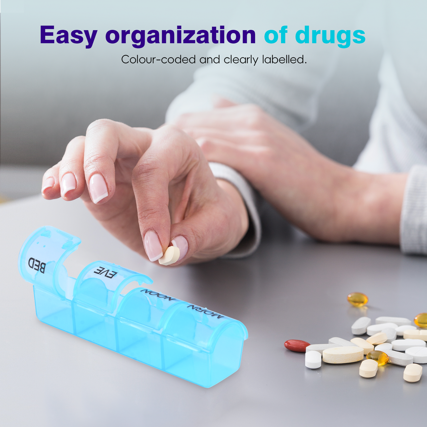 7 Day Travel Pill Box Medicine Organiser with Individual Daily Compartment