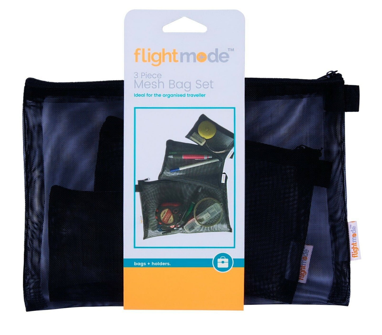 3 Pcs Zipper Travel Cosmetic Mesh Bag Set
