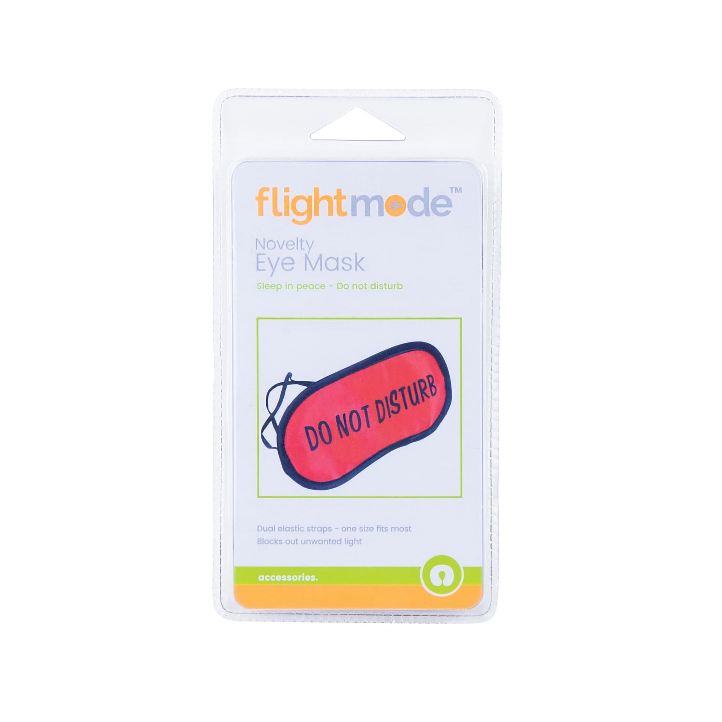 Flightmode Novelty Eye Mask - This eye mask is a fun and natural way to assist in allowing you to fall and stay asleep. Featuring a silky satin finish, dual elastic straps, block out lining with a quirky do not disturb print on the front, for those who do not want to be disturbed during their slumber.