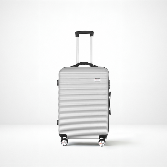 24" Digital Weighing Scale and USB Charging Port Lightweight Luggage Suitcase Silver