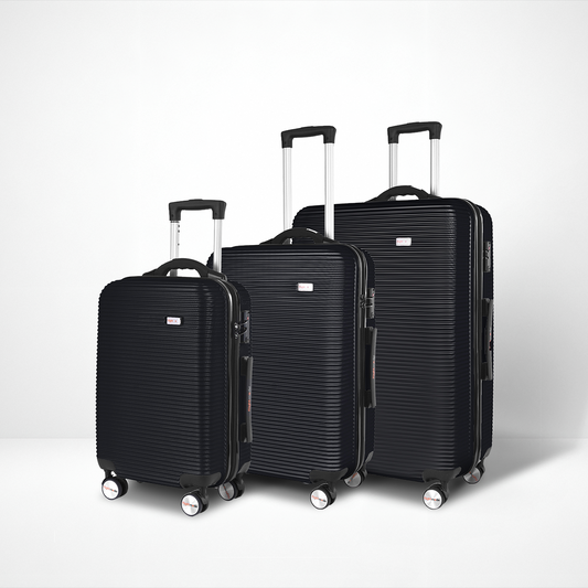 3 pcs 20"/24"/28" Digital Weighing Scale and USB Charging Port Lightweight Luggage Suitcase Black