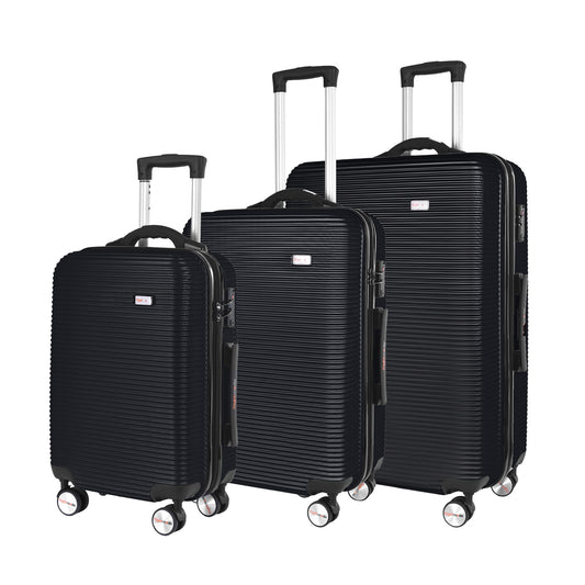 3 pcs 20"/24"/28" Digital Weighing Scale and USB Charging Port Lightweight Luggage Suitcase Black