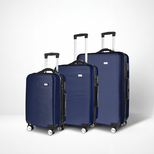 3 pcs 20"/24"/28" Digital Weighing Scale and USB Charging Port Lightweight Luggage Suitcase Blue