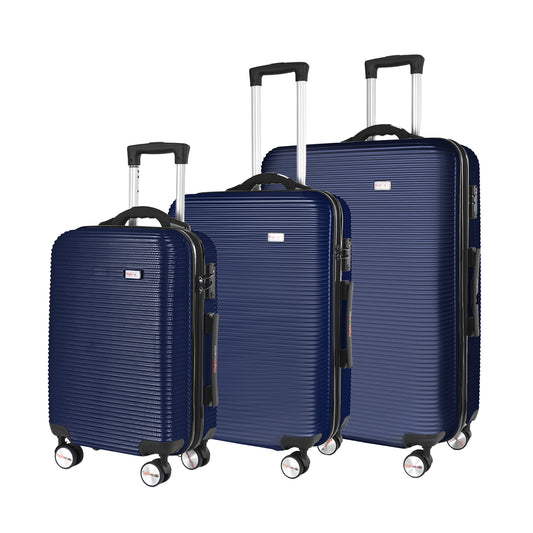 3 pcs 20"/24"/28" Digital Weighing Scale and USB Charging Port Lightweight Luggage Suitcase Blue