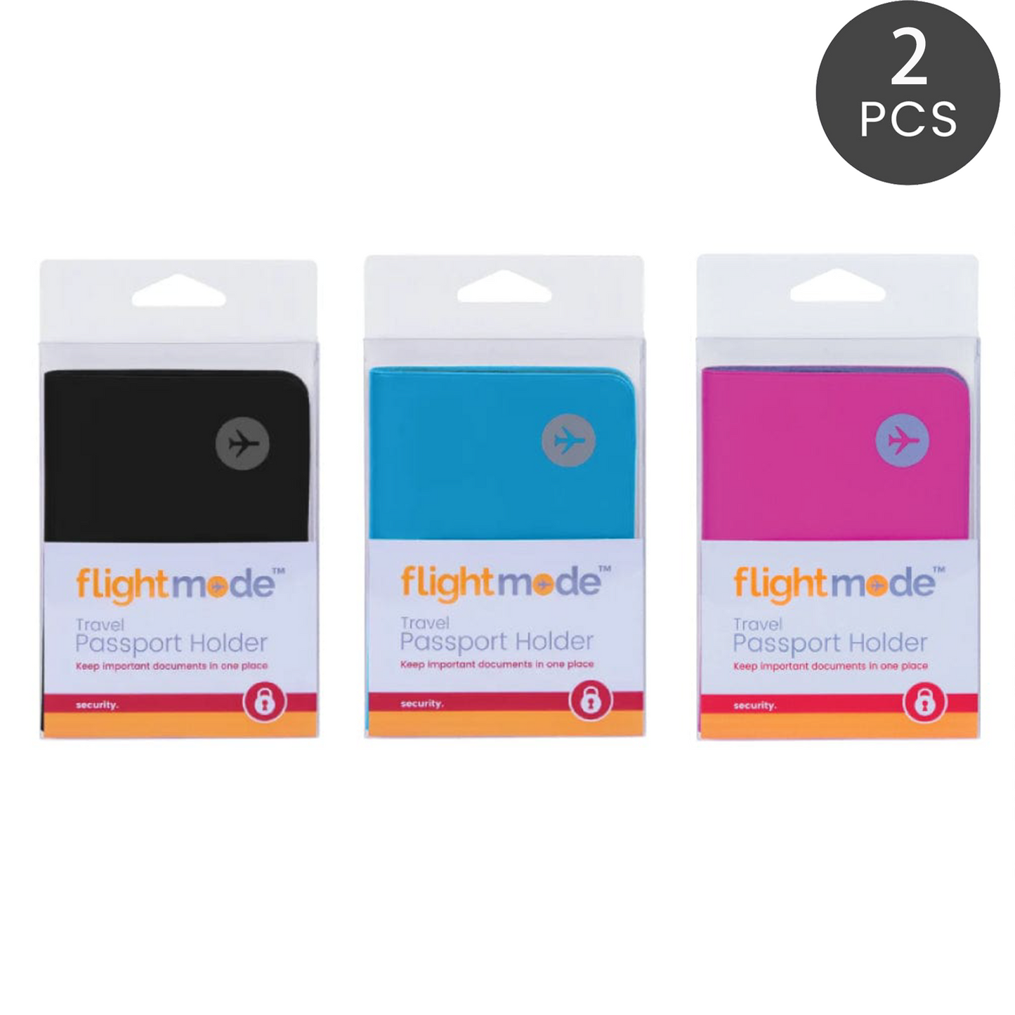 2 Pcs PVC Waterproof Wallet Travel Passport Holder Assorted Color