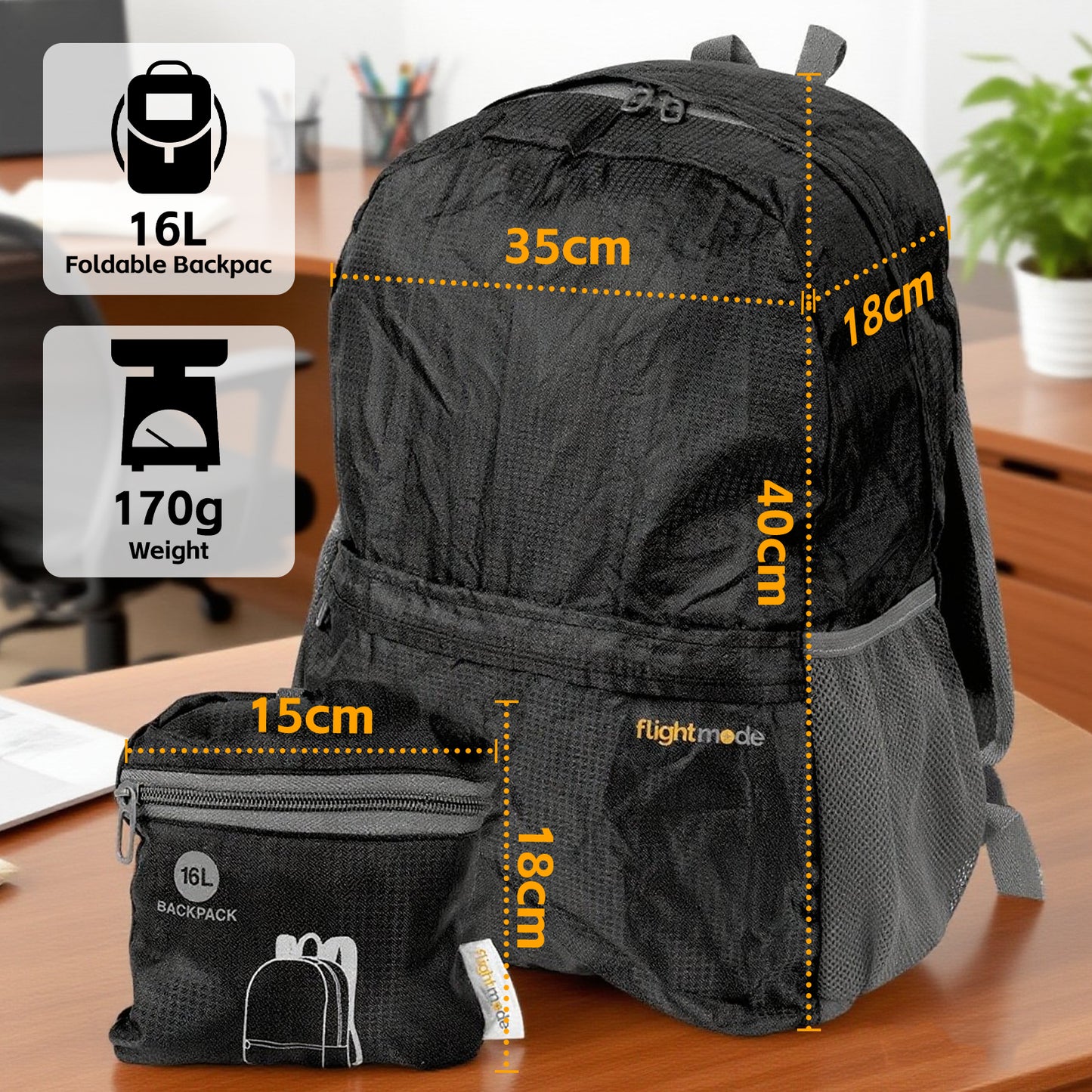 16L Travel Foldable Lightweight Backpack
