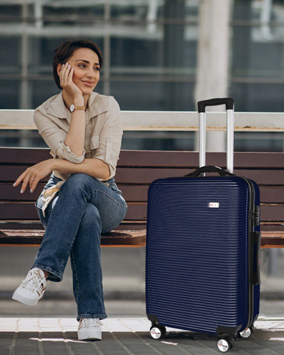 24" Digital Weighing Scale and USB Charging Port Lightweight Luggage Suitcase Silver Blue