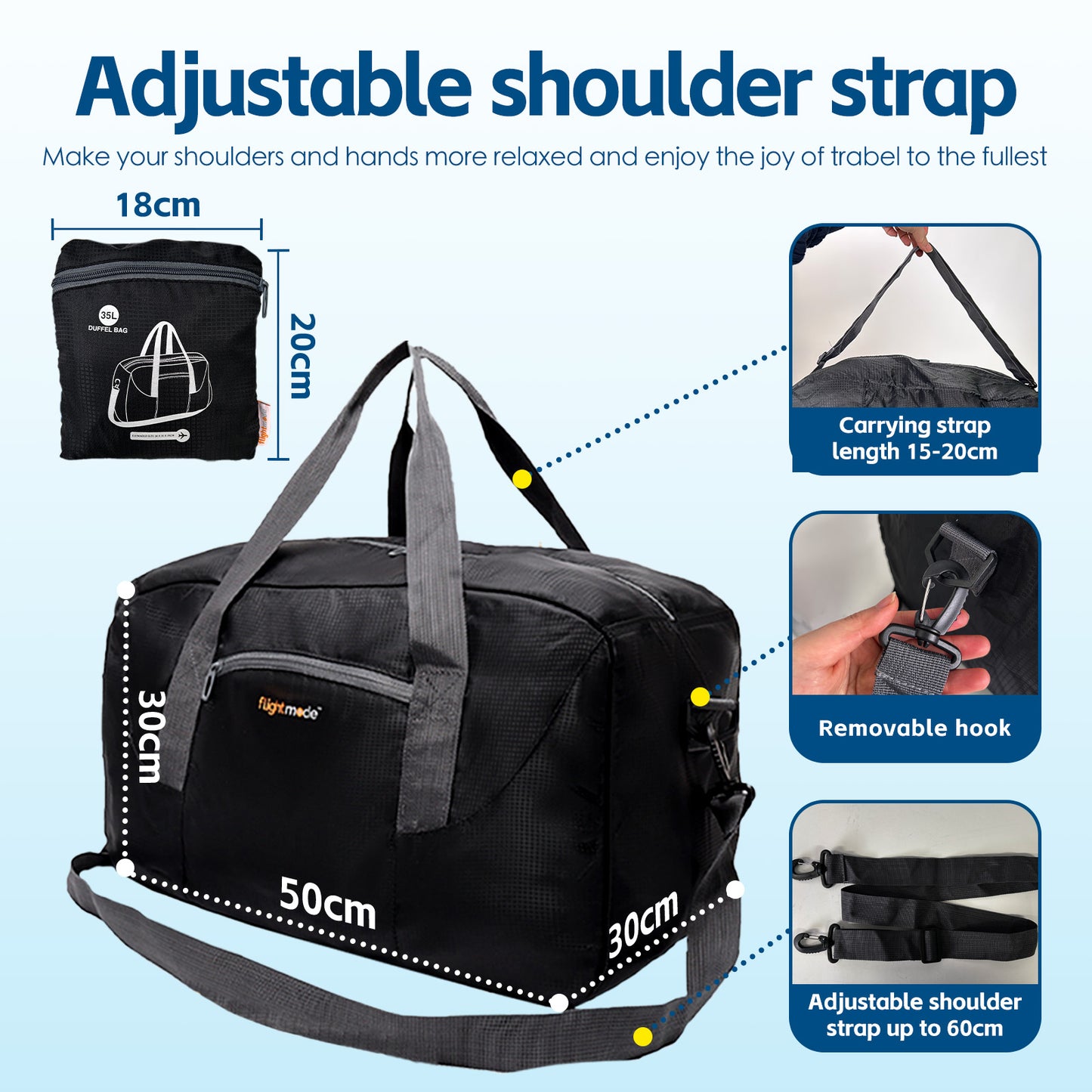 35L Foldable Lightweight Duffel Travel Bag