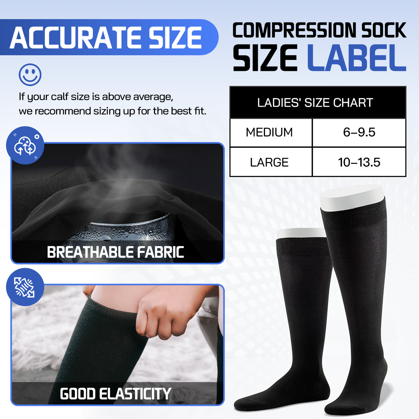 Travel Anti-Fatigue Flight Mild Compression Socks Size L