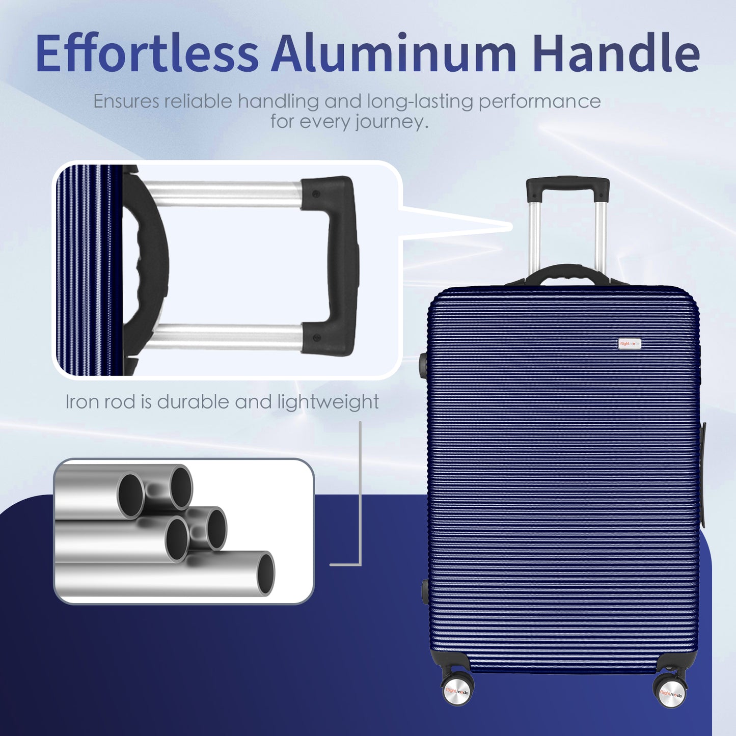 24" Digital Weighing Scale and USB Charging Port Lightweight Luggage Suitcase Silver Blue