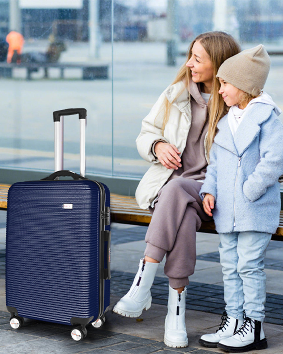 24" Digital Weighing Scale and USB Charging Port Lightweight Luggage Suitcase Silver Blue
