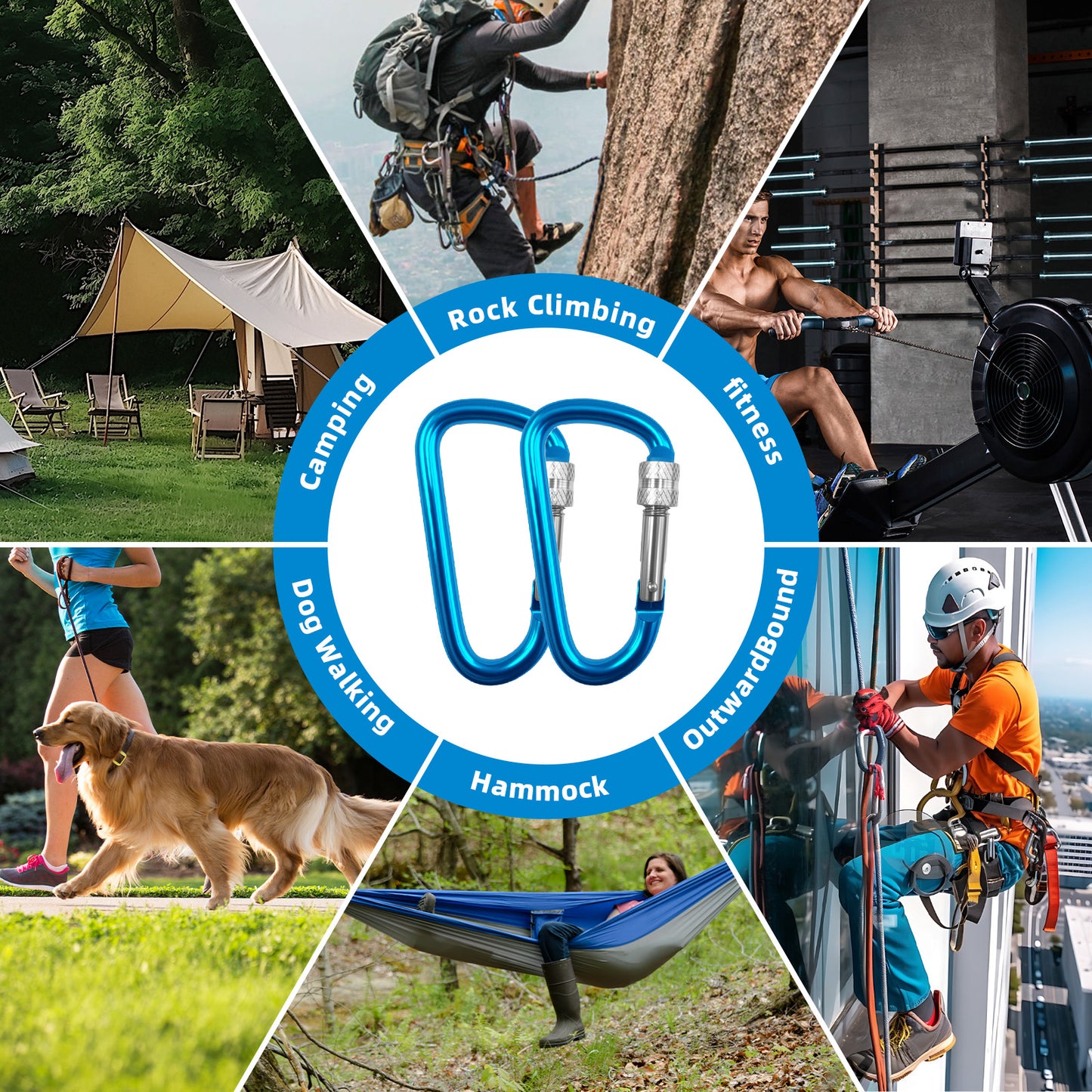 2 Pcs Travel Luggage Carabiners - Blue