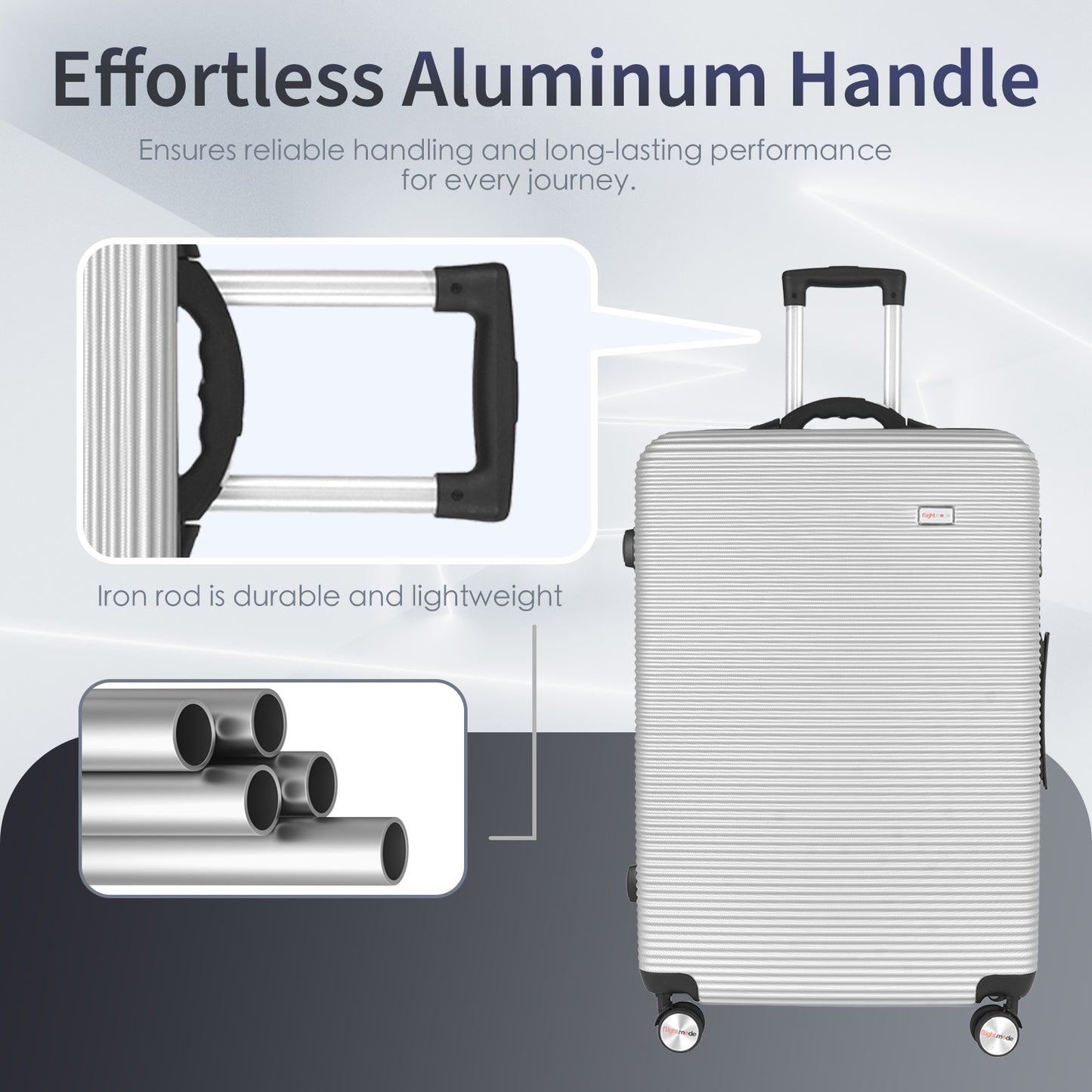 28" Digital Weighing Scale and USB Charging Port Lightweight Luggage Suitcase Silver