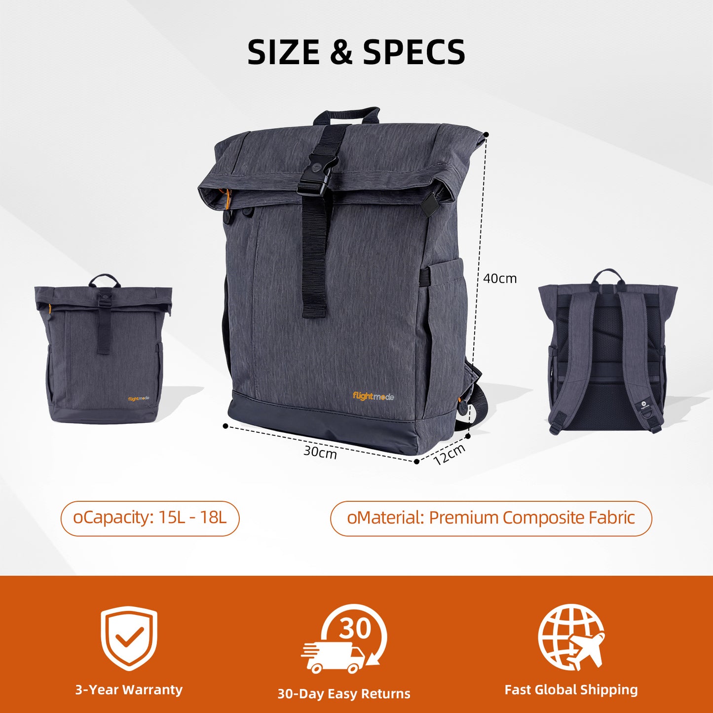 Flightmode Waterproof Day Tripper Backpack - BLACK