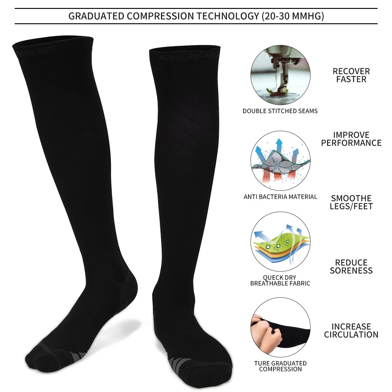 Travel Anti-Fatigue Flight Compression Socks Size M – Flightmode