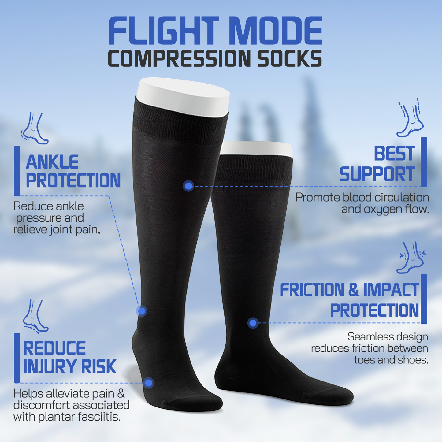 Travel Anti-Fatigue Flight Mild Compression Socks Size M