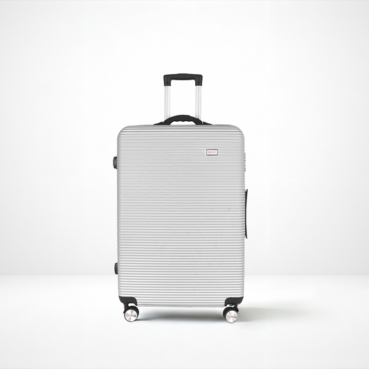 28" Digital Weighing Scale and USB Charging Port Lightweight Luggage Suitcase Silver