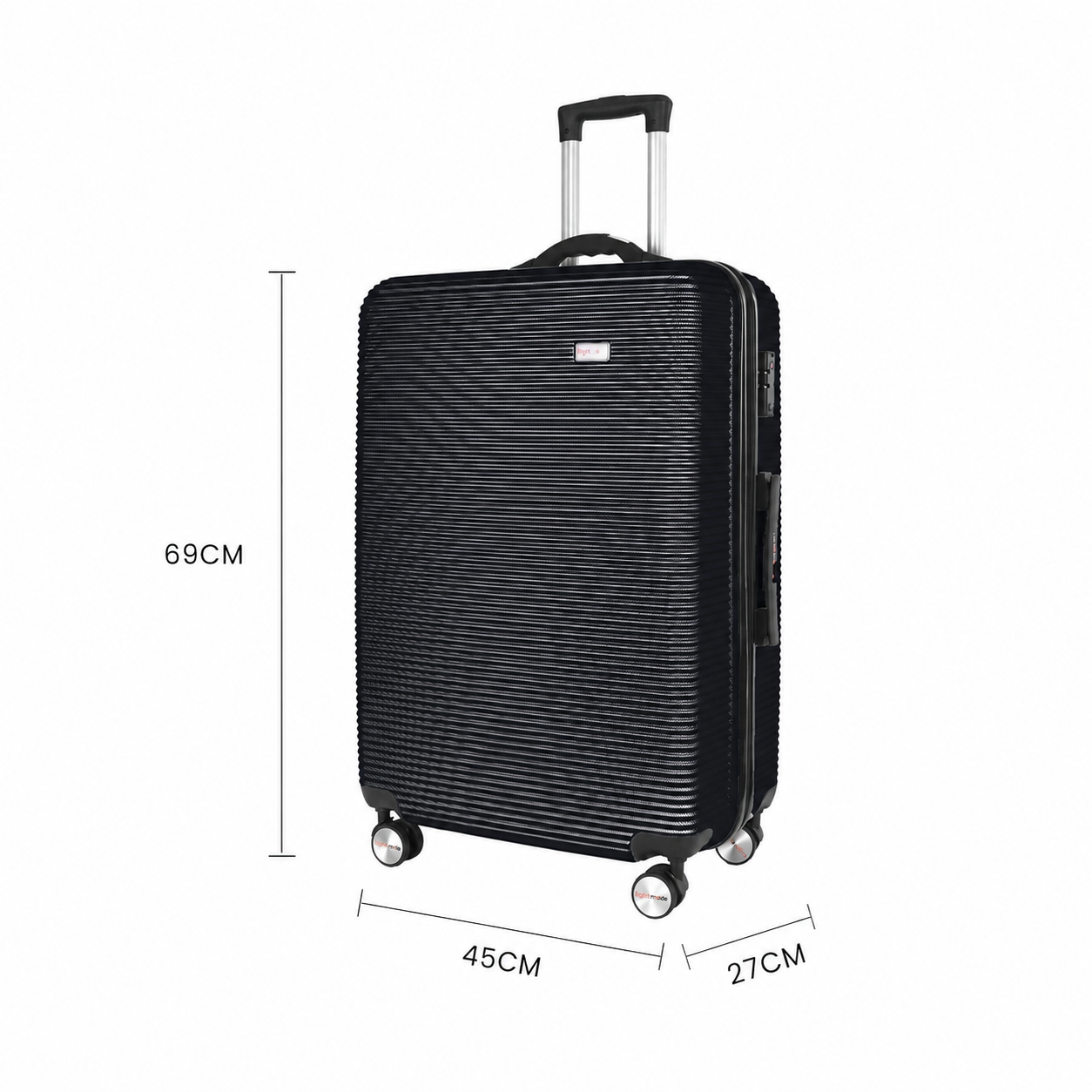 28" Digital Weighing Scale and USB Charging Port Lightweight Luggage Suitcase Black