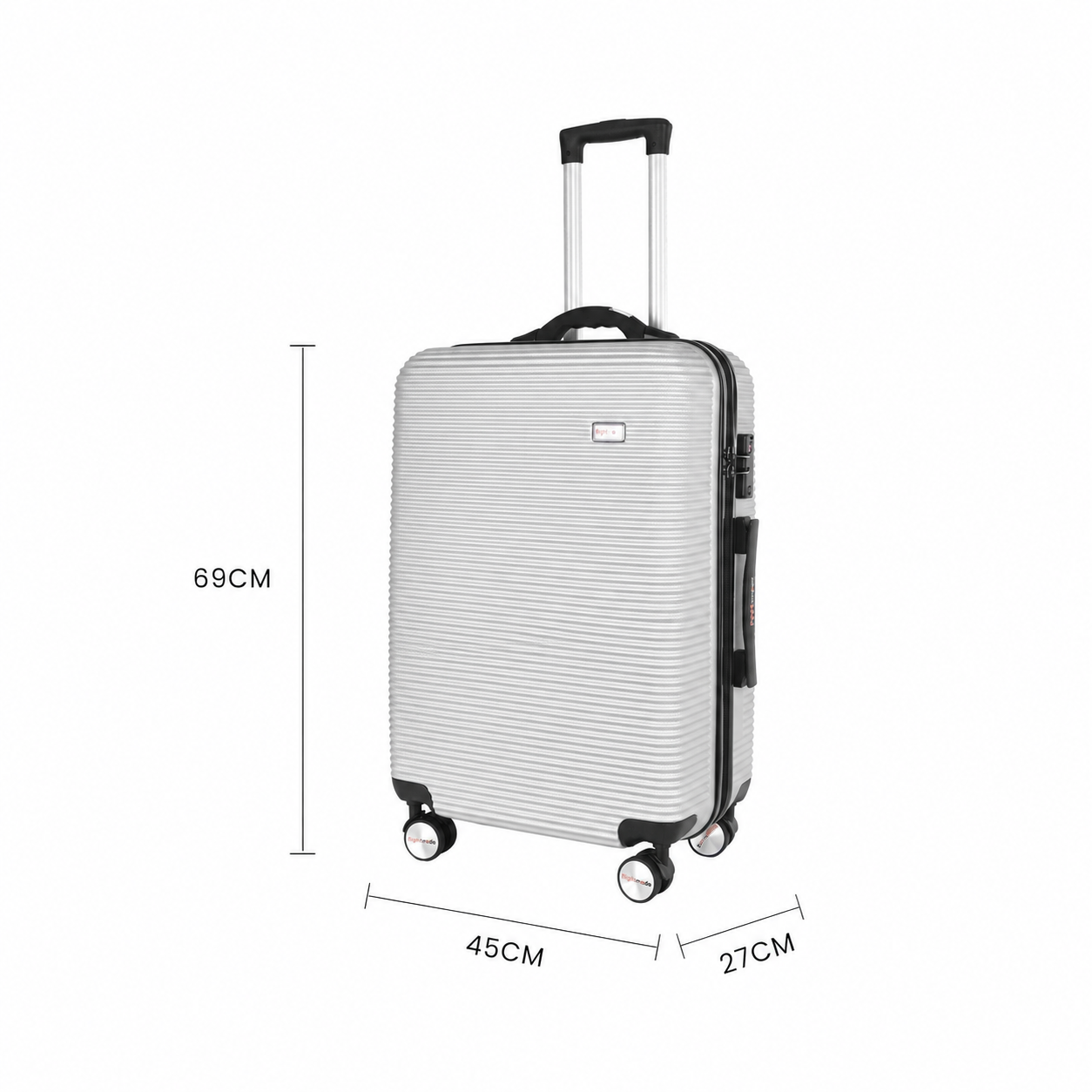 3 pcs 20"/24"/28" Digital Weighing Scale and USB Charging Port Lightweight Luggage Suitcase Silver