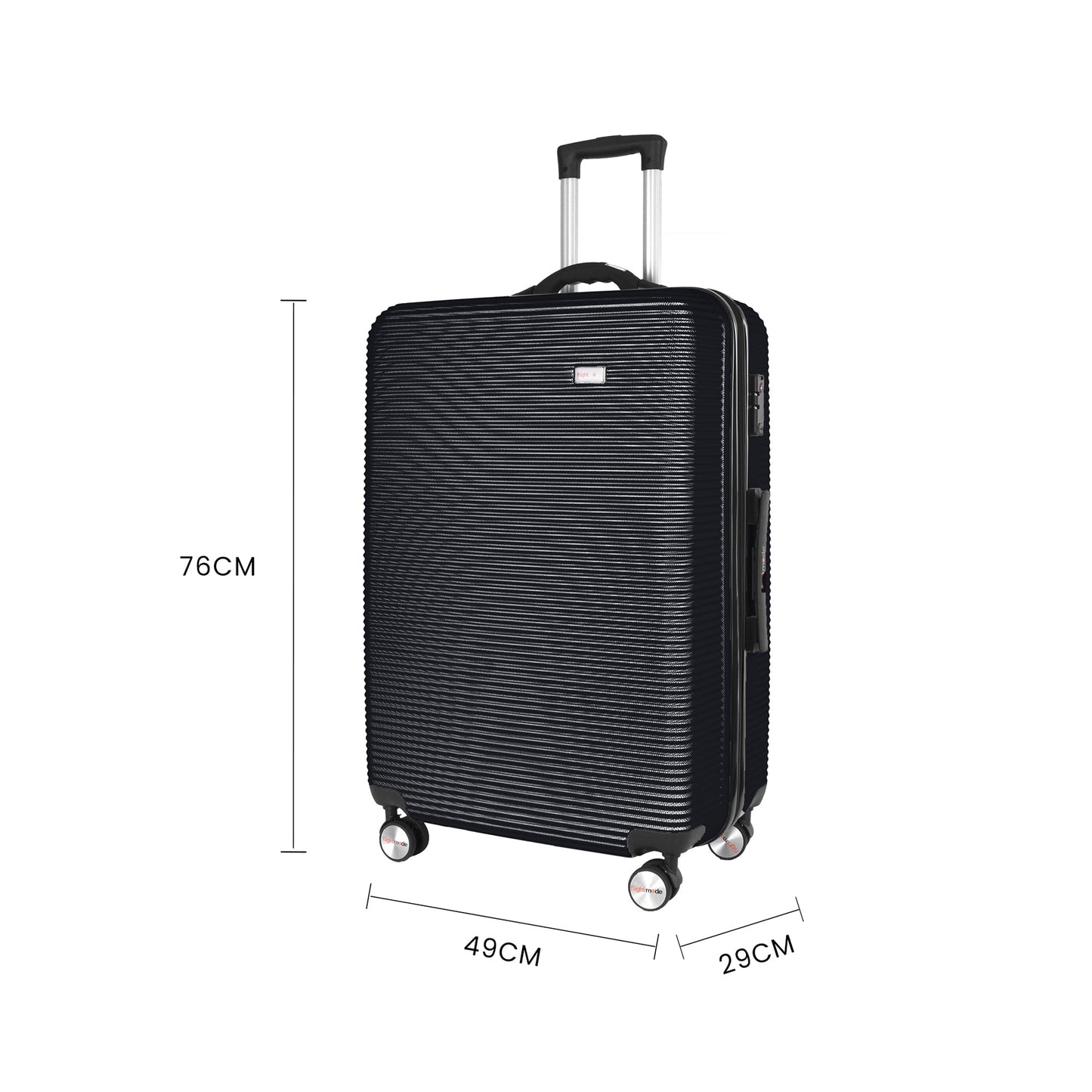 3 pcs 20"/24"/28" Digital Weighing Scale and USB Charging Port Lightweight Luggage Suitcase Black