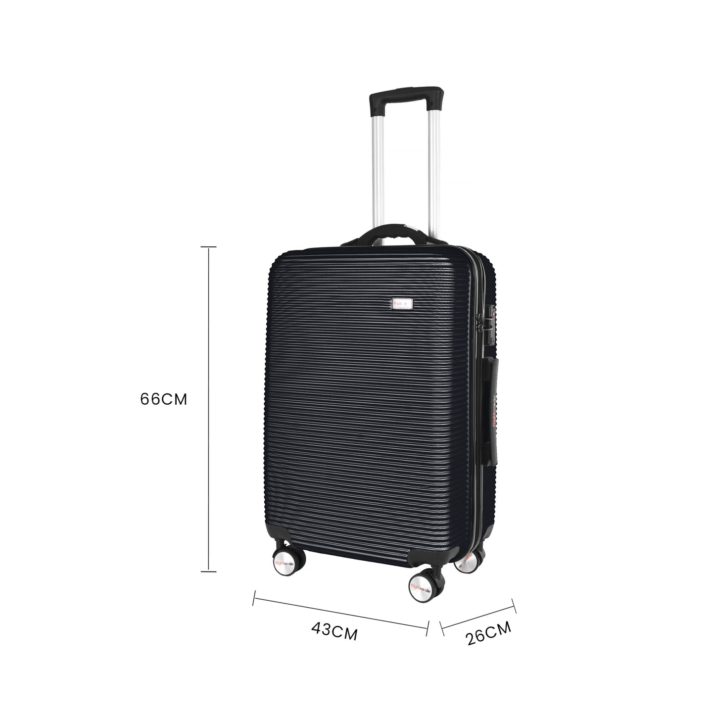 3 pcs 20"/24"/28" Digital Weighing Scale and USB Charging Port Lightweight Luggage Suitcase Black