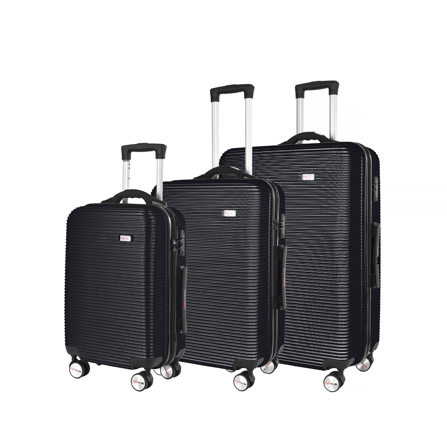 3 pcs 20"/24"/28" Digital Weighing Scale and USB Charging Port Lightweight Luggage Suitcase Black