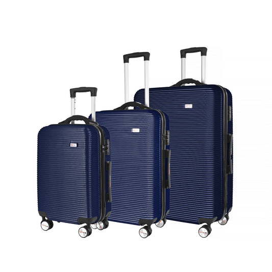 3 pcs 20"/24"/28" Digital Weighing Scale and USB Charging Port Lightweight Luggage Suitcase Blue