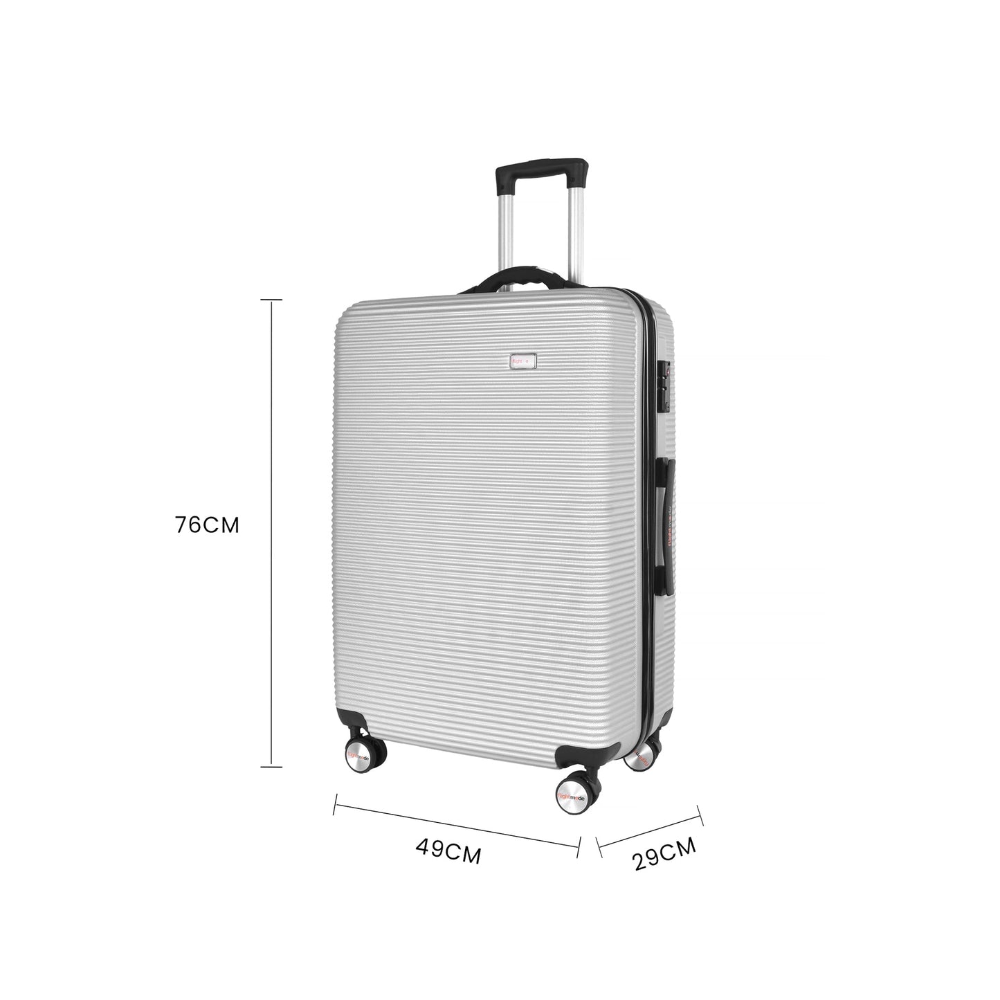 3 pcs 20"/24"/28" Digital Weighing Scale and USB Charging Port Lightweight Luggage Suitcase Silver