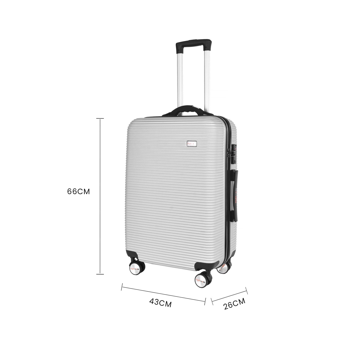 3 pcs 20"/24"/28" Digital Weighing Scale and USB Charging Port Lightweight Luggage Suitcase Silver