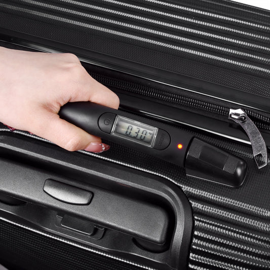 3 pcs 20"/24"/28" Digital Weighing Scale and USB Charging Port Lightweight Luggage Suitcase Blue