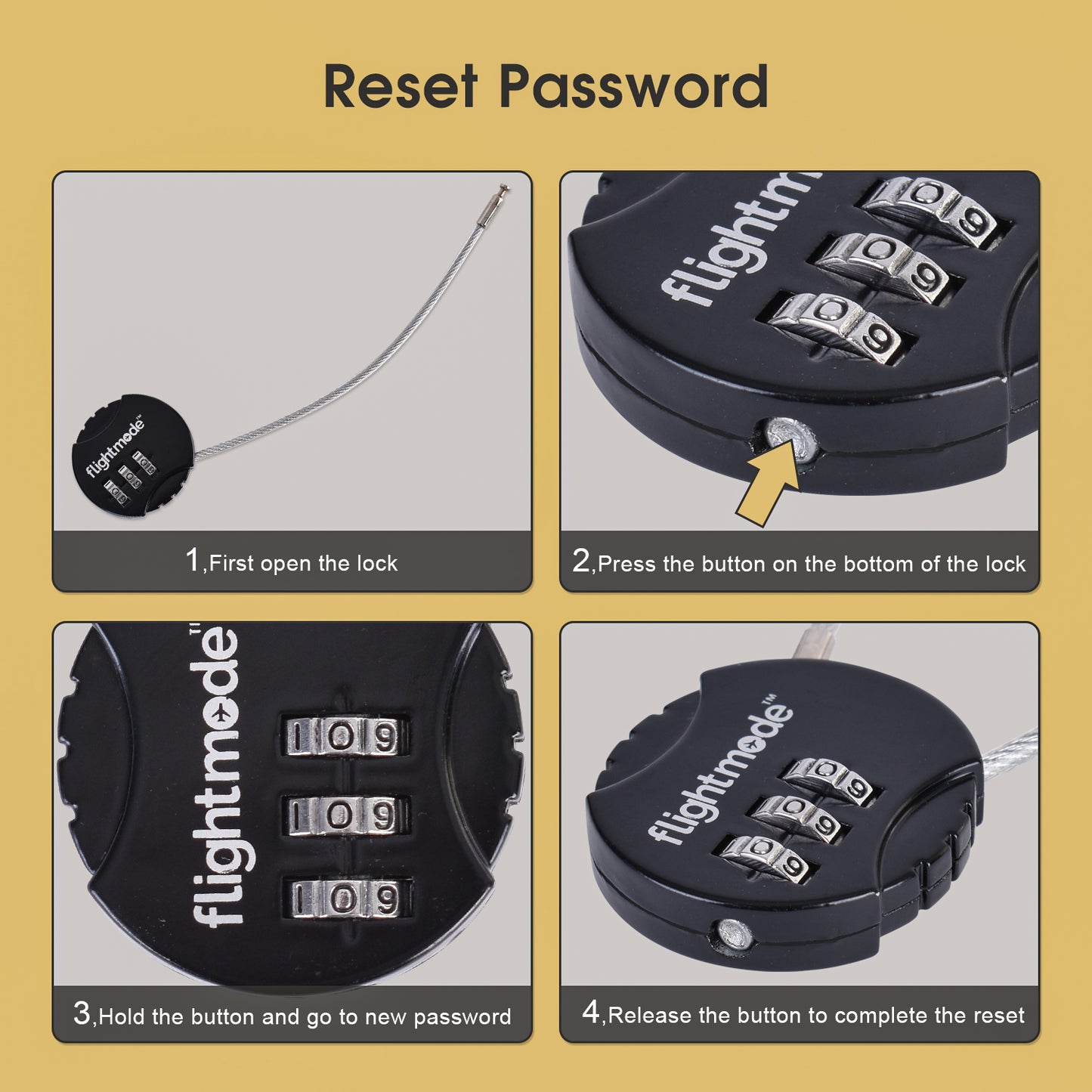 3 Dial Steel Cable Padlock