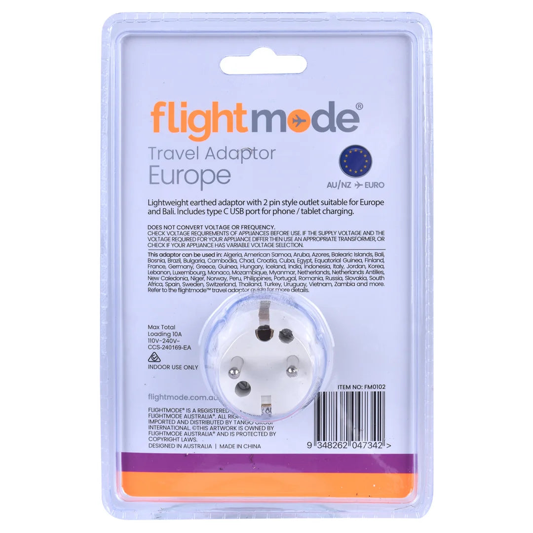 Outbound AU/NZ to EUROPE/BALI Travel Adaptor with USB Type C & A