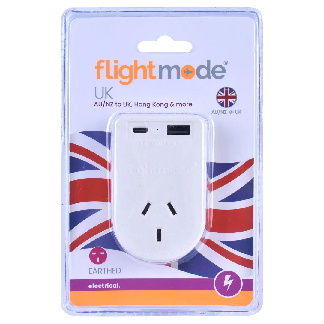 Outbound AU/NZ to UK/HONG KONG Travel Adaptor with USB Type C & A