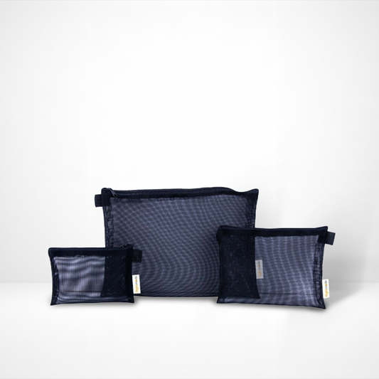 3 Pcs Zipper Travel Cosmetic Mesh Bag Set