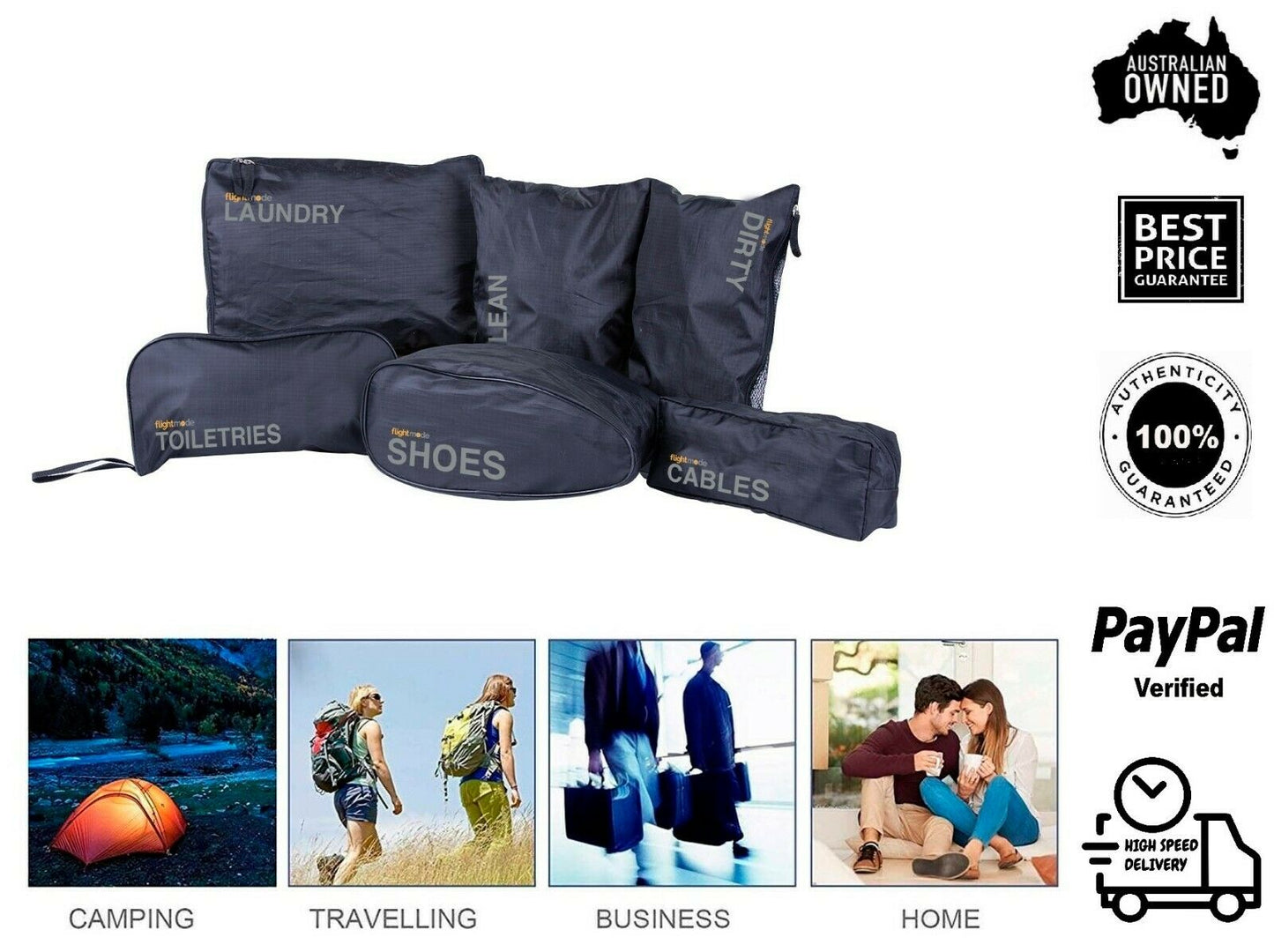 5 Pcs Travel Luggage Zipped Organizer Bag Set