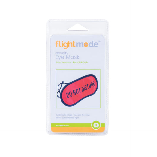 Flightmode Novelty Eye Mask - This eye mask is a fun and natural way to assist in allowing you to fall and stay asleep. Featuring a silky satin finish, dual elastic straps, block out lining with a quirky do not disturb print on the front, for those who do not want to be disturbed during their slumber.